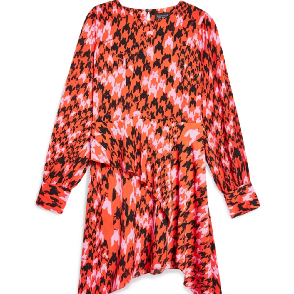 Topshop Houndstooth Asymmetrical Sheath Dress